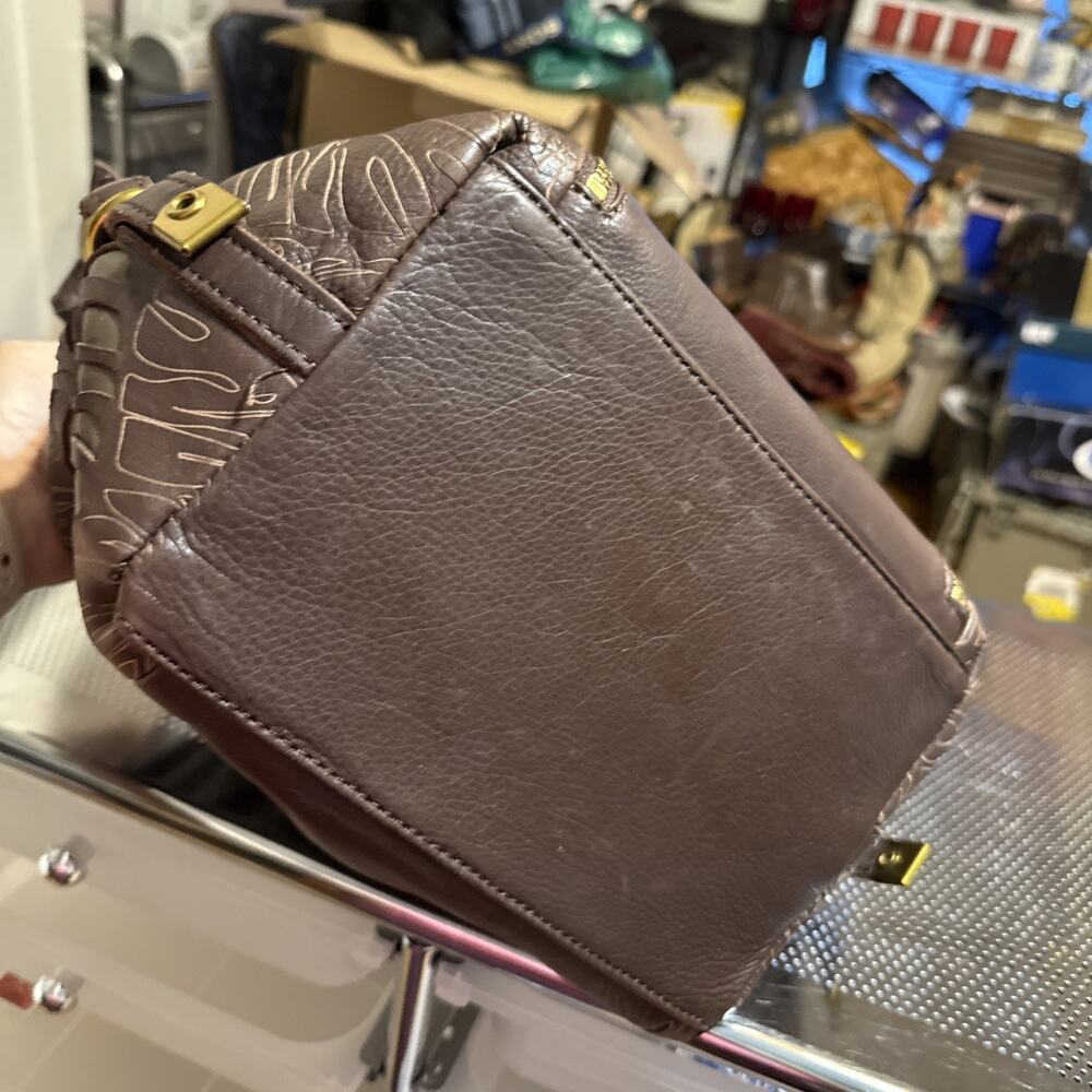 The Sak Collective Ojai Tobacco Dark Brown Leather Hobo Bucket Shoulder Purse - Picture 7 of 10